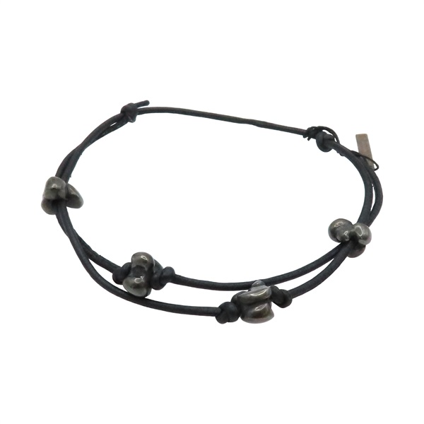 黑色 925純銀 牛皮 手環【BOTTEGA VENETA 寶緹嘉】