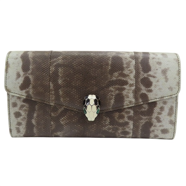 灰棕紋路 PVC塗層帆布 扣式長夾