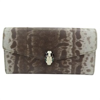 灰棕紋路 PVC塗層帆布 扣式長夾