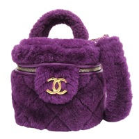 紫色 毛絨 鍊帶 肩背包 金扣 AS3357