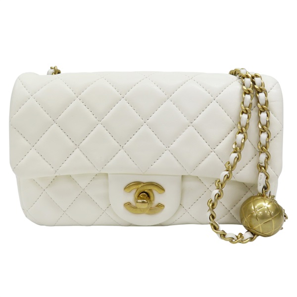 白色 羊皮 Coco20 鍊帶 肩背包 金扣 AS1787