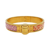 粉/橘色 琺瑯 鍍金屬 Charniere 手環【HERMES 愛馬仕】