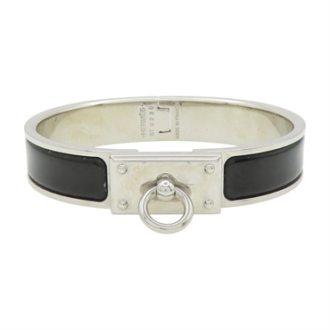 黑色琺瑯 銀色鍍金 Clic Anneau 手環【HERMES 愛馬仕】