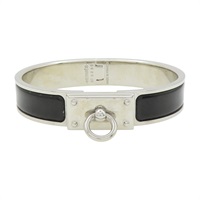 黑色琺瑯 銀色鍍金 Clic Anneau 手環【HERMES 愛馬仕】