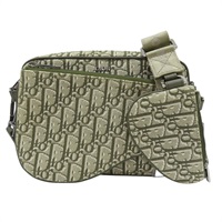 墨綠色 緹花帆布 Saddle三件式 子母包 肩背包 1ADPO