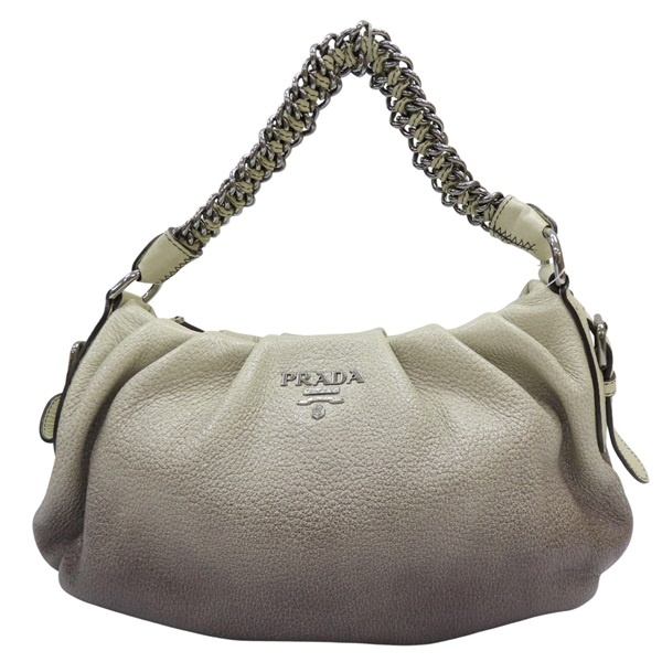 黑白漸層 牛皮 肩背包【PRADA 普拉達】