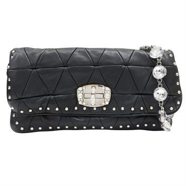 黑色 羊皮 肩背包【MIU MIU 繆繆】 RP0197