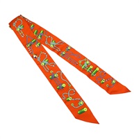 橘色 絲質 絲巾 JEU DE SOIE UNIFORME Twilly 【HERMES 愛馬仕】