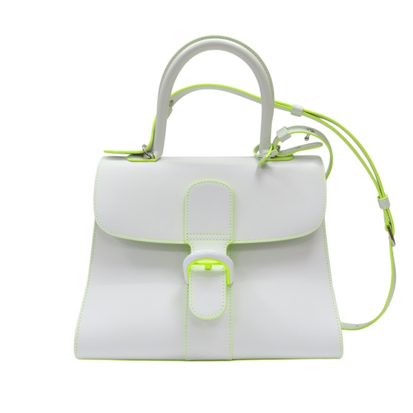 白色 牛皮 螢光 Brillant MM 兩用包【Delvaux 德爾沃】 AA0405