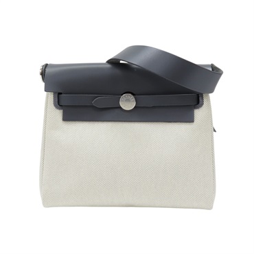 灰色皮革 白色帆布 Herbag Zip 20 肩背包 W刻【HERMES 愛馬仕】