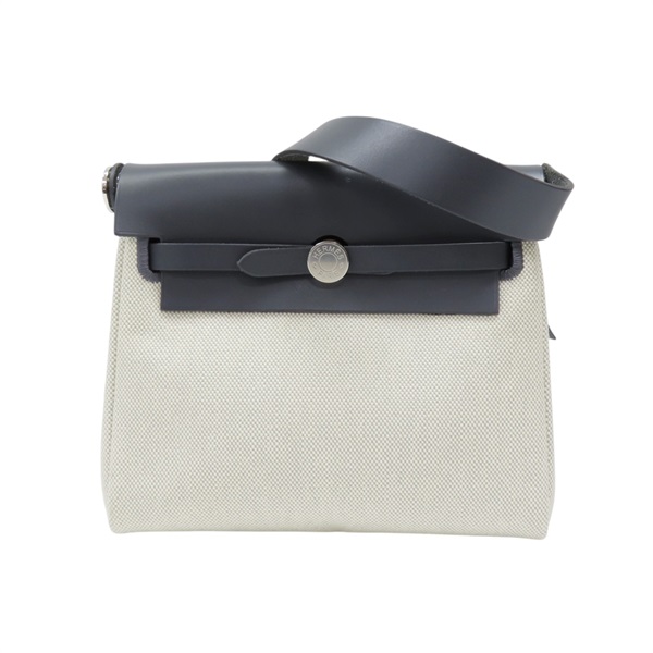 灰色皮革 白色帆布 Herbag Zip 20 肩背包 W刻【HERMES 愛馬仕】