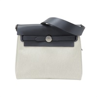 灰色皮革 白色帆布 Herbag Zip 20 肩背包 W刻【HERMES 愛馬仕】