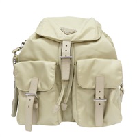 米黃色 尼龍帆布 後背包【PRADA 普拉達】 1BZ811