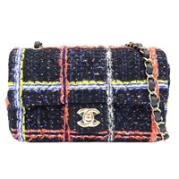 藍色 粗花呢 Coco20 鍊帶 肩背包 金扣【CHANEL 香奈兒】 A69900