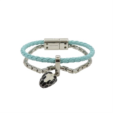 藍色牛革 鍍鈀 Serpenti Forever 手鍊 291099【BVLGARI 寶格麗】 291099
