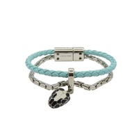 藍色牛革 鍍鈀 Serpenti Forever 手鍊 291099【BVLGARI 寶格麗】