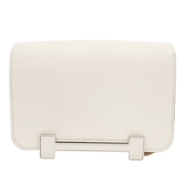 奶油白 山羊皮 Geta 肩背包 U刻 銀扣【HERMES 愛馬仕】