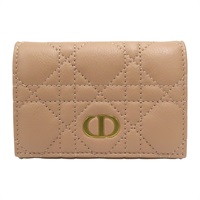 粉紅色 羊皮 Card Case 金扣 兩折短夾【Dior 迪奧】