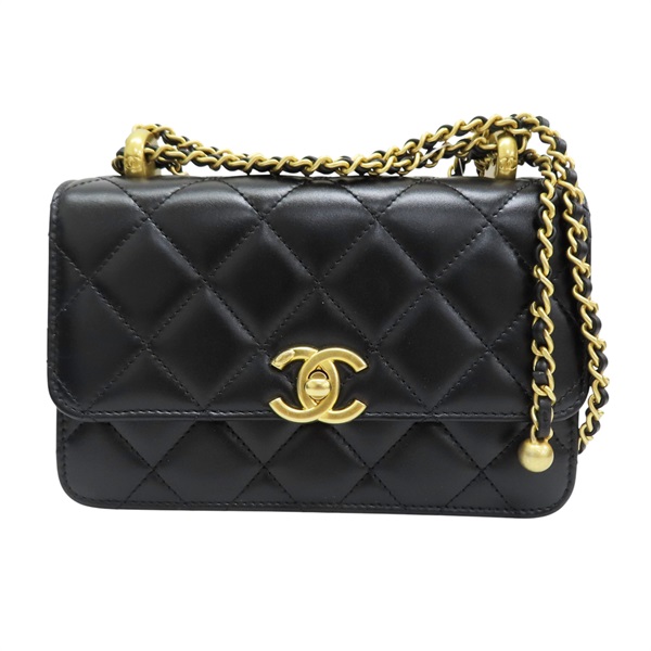 黑色 菱格紋 羊皮 Mini Perfect Fit 鍊帶 肩背包 金扣【CHANEL 香奈兒】 AS2615