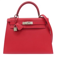 紅色 Epsom牛皮 Kelly 28 凱莉包 两用包 X刻 銀扣【HERMES 愛馬仕】