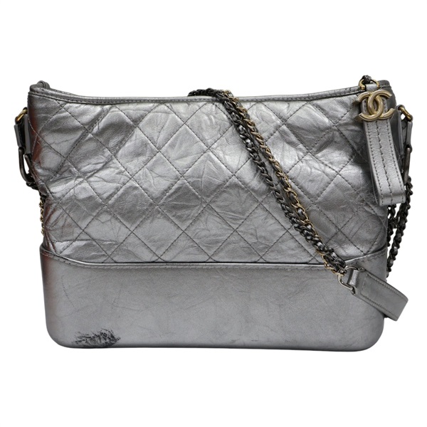 銀色 牛皮 菱格紋 Gabrielle Large 鍊帶 肩背包 A93824【CHANEL 香奈兒】 A93824