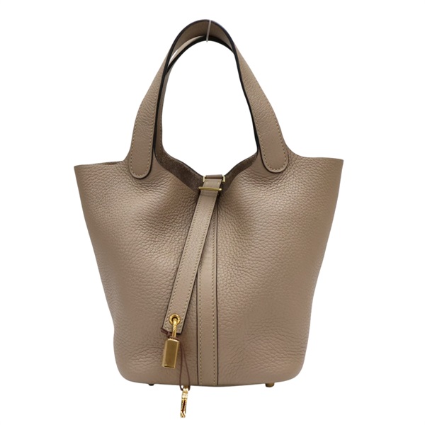 餅乾色 Taurillon牛皮 Picotin Lock 18 手提包 U刻 金扣【HERMES 愛馬仕】 U刻/Trench