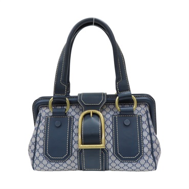 藍色 提花帆布 牛皮 手提包 【CELINE 賽琳】