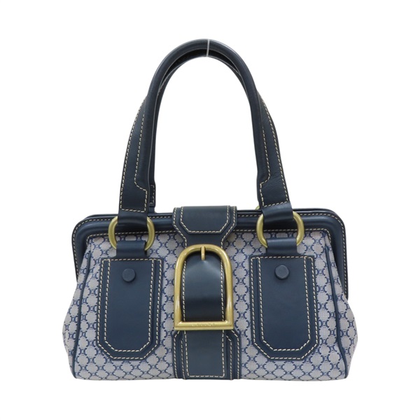 藍色 提花帆布 牛皮 手提包 【CELINE 賽琳】