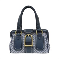 藍色 提花帆布 牛皮 手提包 【CELINE 賽琳】