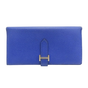 藍色 Epsom牛皮 Bearn 雙折長夾 T刻【HERMES 愛馬仕】 T刻