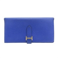 藍色 Epsom牛皮 Bearn 雙折長夾 T刻【HERMES 愛馬仕】 T刻