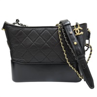 黑色 羊皮 流浪包 鍊帶 肩背包【CHANEL 香奈兒】 A93824