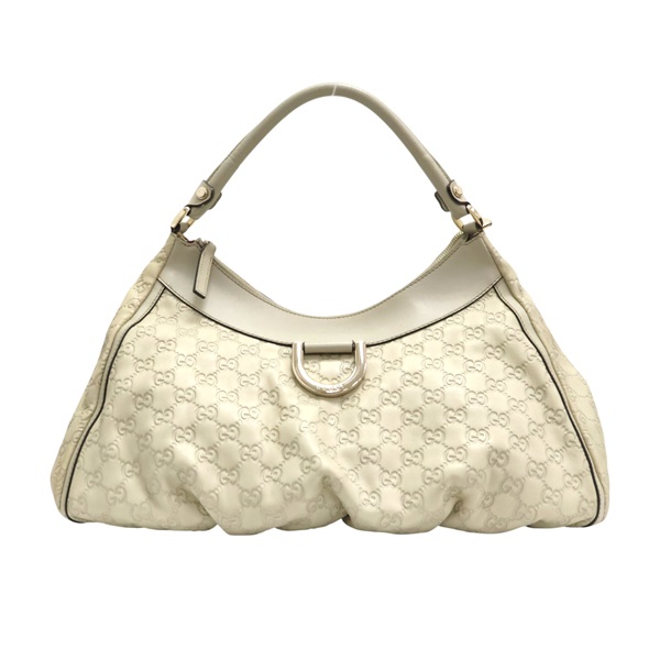 白色 壓紋牛皮 肩背包 金扣 189833【GUCCI 古馳】 189833