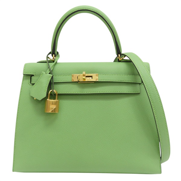 牛油果綠色 Epsom牛皮 Kelly 25 凱莉包 两用包 Y刻 金扣【HERMES 愛馬仕】