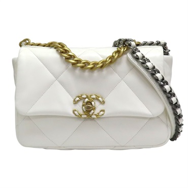 白色 羊皮 19 鍊帶 肩背包【CHANEL 香奈兒】 AS1160