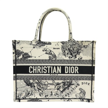 黑/白色 刺繡帆布 Tote Book 手提包 [Dior 迪奧]