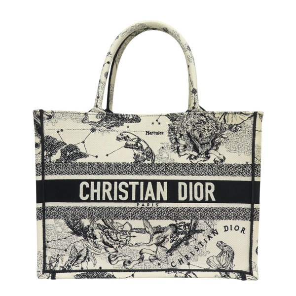 黑/白色 刺繡帆布 Tote Book 手提包 [Dior 迪奧]