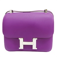 海葵紫 Swift牛皮 Constance 24 康康包 肩背包 T刻 銀扣【HERMES 愛馬仕】 T刻/Anemone