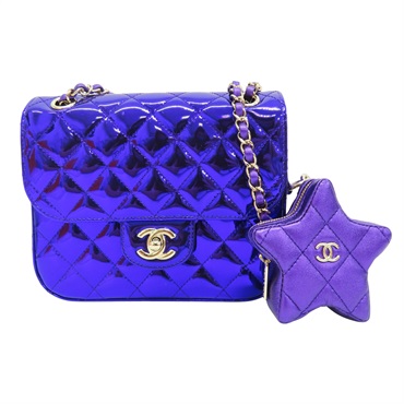 紫色 漆皮皮革 Hollywood Boulevard 鍊帶 肩背包 金釦【CHANEL 香奈兒】 AS4647