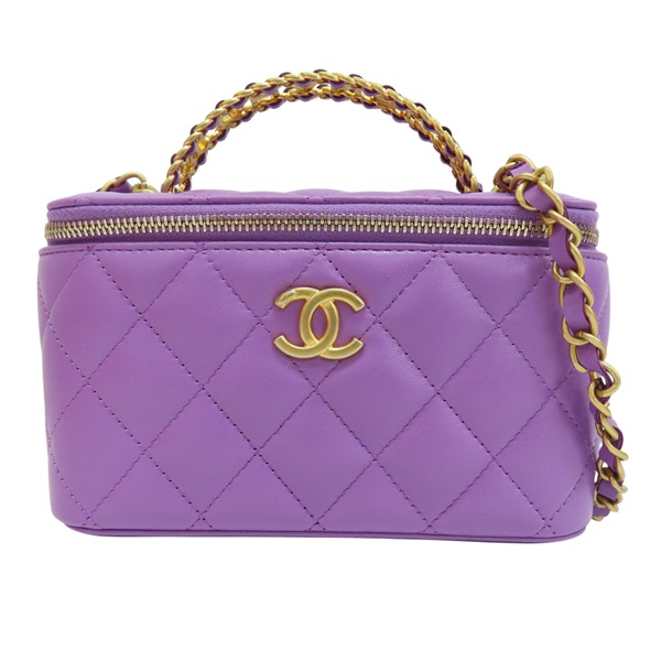 紫色 羊皮 鍊帶 肩背包 金扣【CHANEL 香奈兒】 AP2805