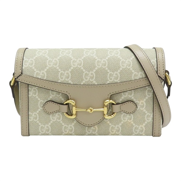 卡其色 GG Supreme帆布 1955 Horsebit 肩背包 699296【GUCCI 古馳】 699296