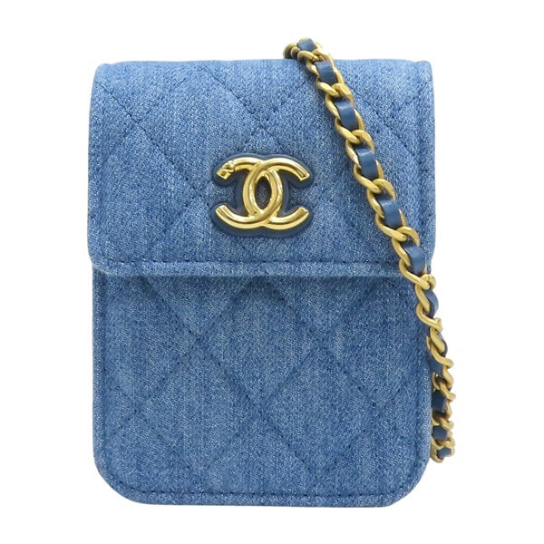 藍色 丹寧布 Mini 肩背包 鍊帶【CHANEL 香奈兒】