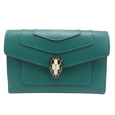 綠色 牛皮 扣式中夾【 BVLGARI 寶格麗 】 291854