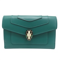 綠色 牛皮 扣式中夾【 BVLGARI 寶格麗 】 291854