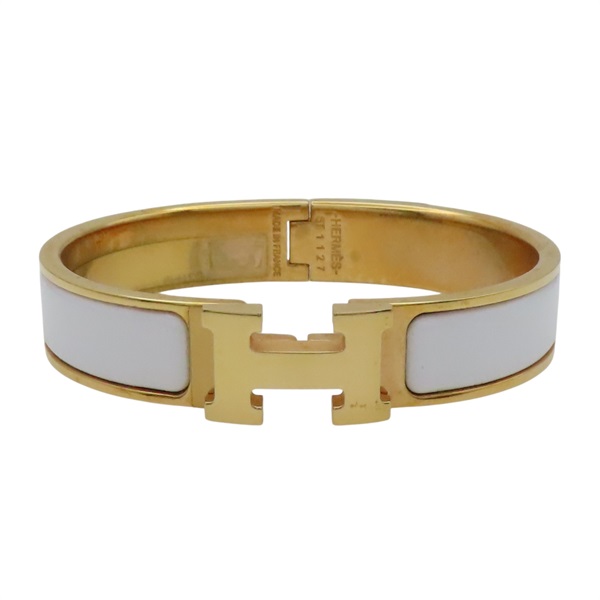 白色琺瑯 金色鍍金 Clic H 手環【HERMES 愛馬仕】