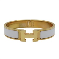 白色琺瑯 金色鍍金 Clic H 手環【HERMES 愛馬仕】