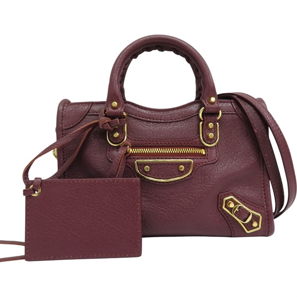 酒紅色羊皮 Nano City 兩用包 505982 [Balenciaga 巴黎世家] 505982