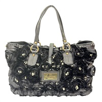 黑色 布料 玫瑰花 手提包【 VALENTINO 范倫鐵諾】