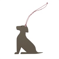 大象灰/桃紅色 牛皮 拉布拉多犬 Petit H 吊飾【HERMES 愛馬仕】
