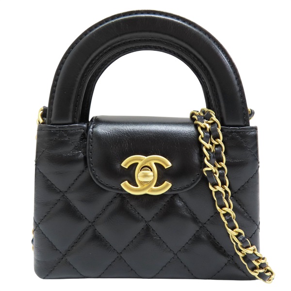 黑色 菱格紋 牛皮 Kelly Nano 鍊帶 肩背包 AP3435【CHANEL 香奈兒】 AP3435